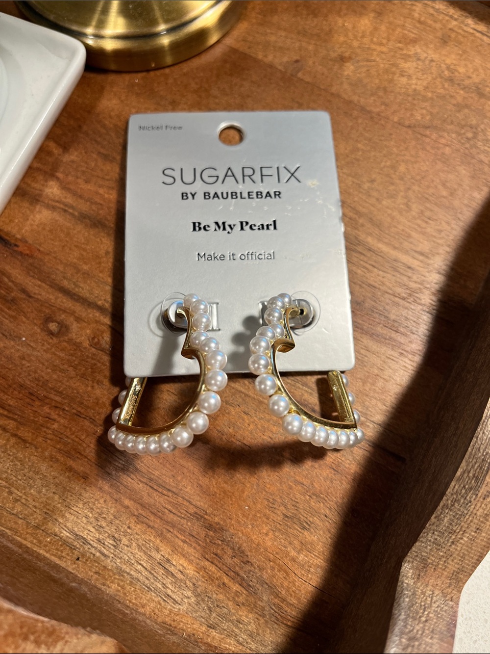 Sugarfix by BaubleBar Be My Pearl Gold Pearl Hoop Earrings